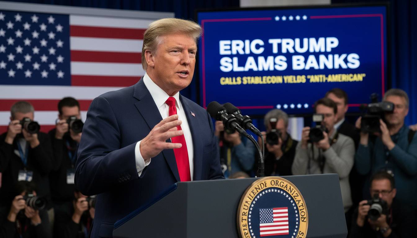 Eric Trump Slams Banks Over Stablecoin Yields, Calls It “Anti-American