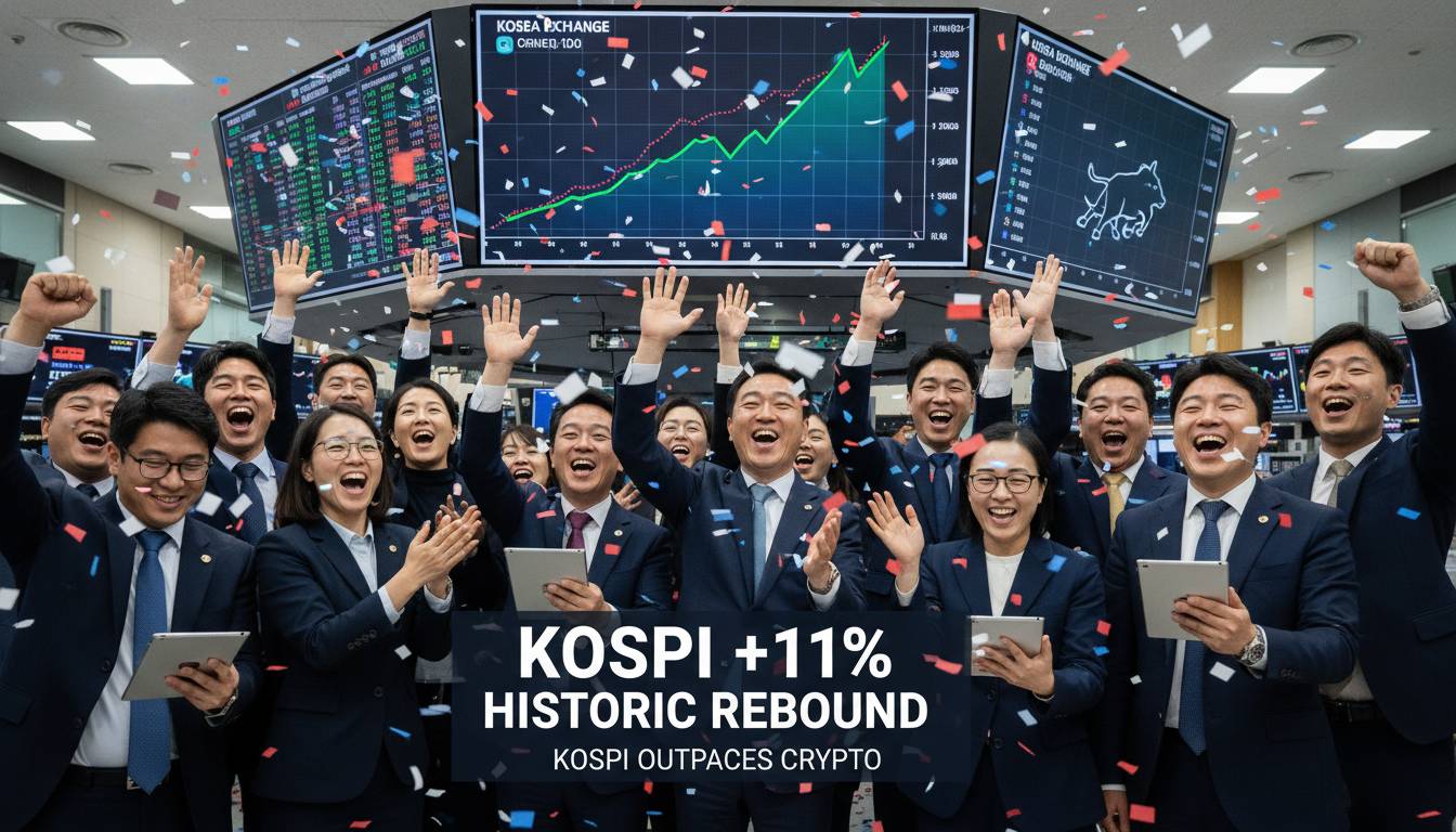 Korea’s KOSPI Surges 11% in Historic Rebound, Outpacing Crypto